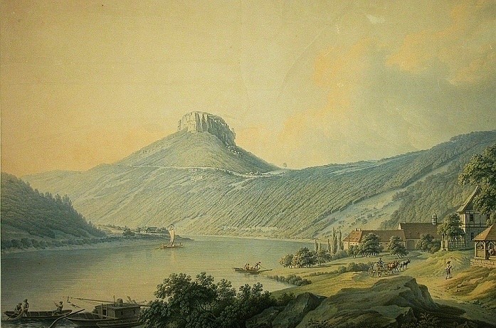 Christian Gottlob Hammer, Lilienstein z údolí Labe směrem k Bad Schandau, 1814